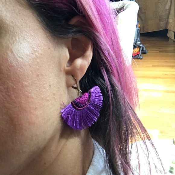 Shashi Sophie Fan Earrings in purple - Picture 7 of 8